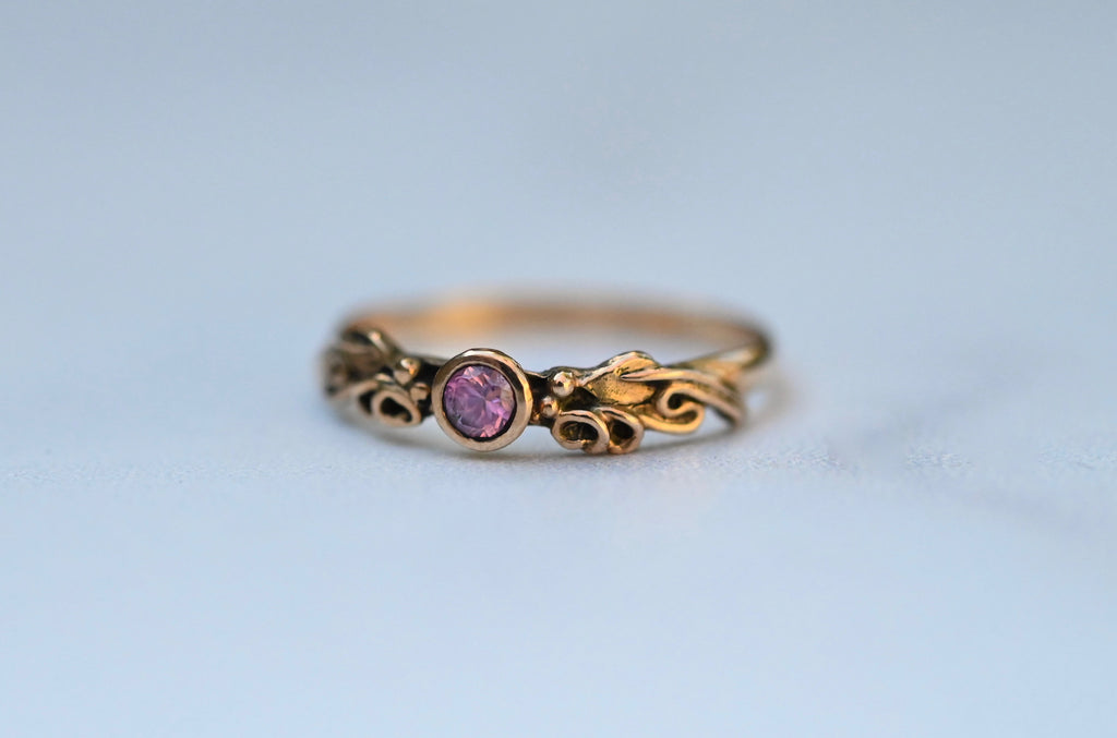  Mini Tendril Sapphire 14k Gold Ring - Made To Order