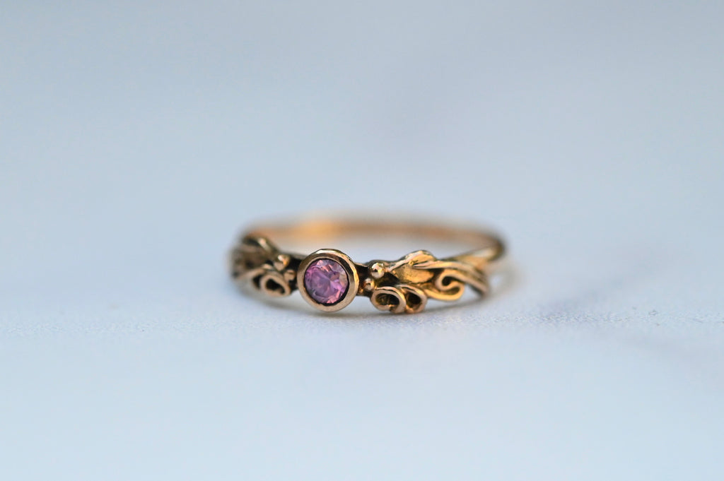  Mini Tendril Sapphire 14k Gold Ring - Made To Order