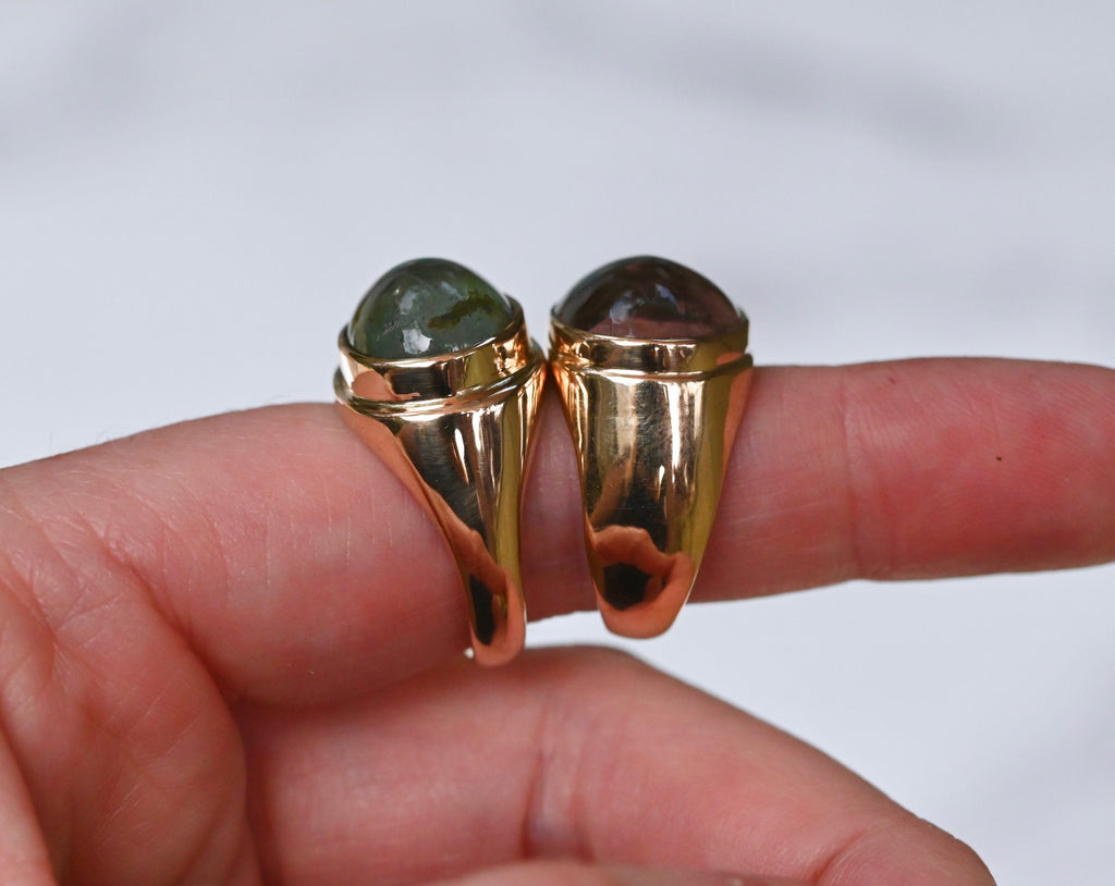 Green Tourmaline 14k Gold Signet Ring size Latta