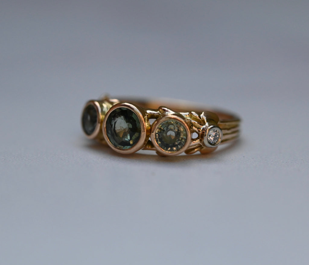 Sapphire & Diamond 14k Gold Customizable Ring - Made To Order Latta