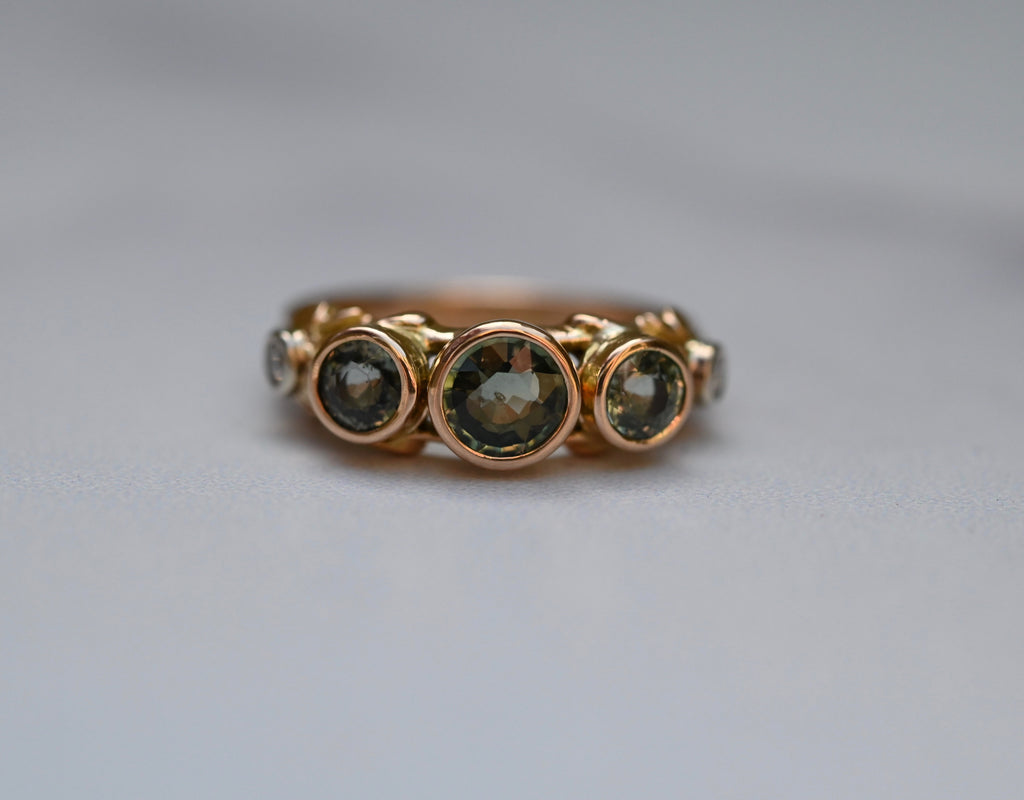 Sapphire & Diamond 14k Gold Customizable Ring - Made To Order Latta