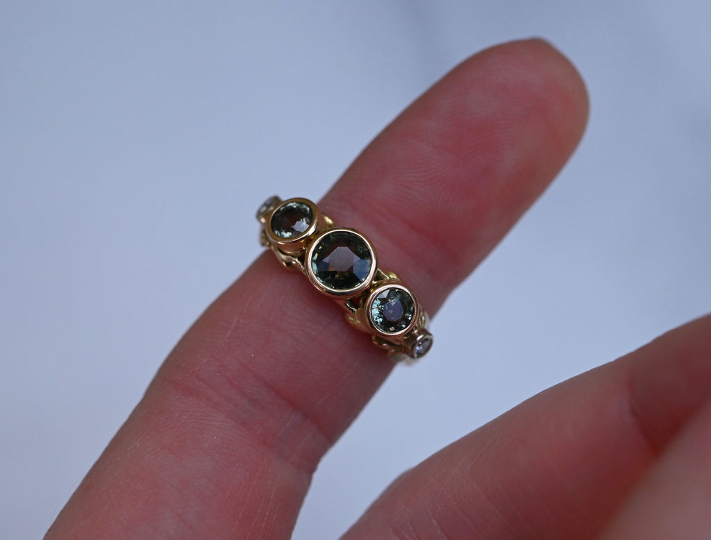 Sapphire & Diamond 14k Gold Customizable Ring - Made To Order Latta