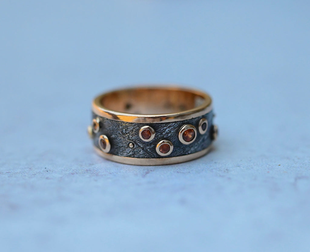 Meteorite & 14k Gold Sapphire Ring - Made To Order Latta