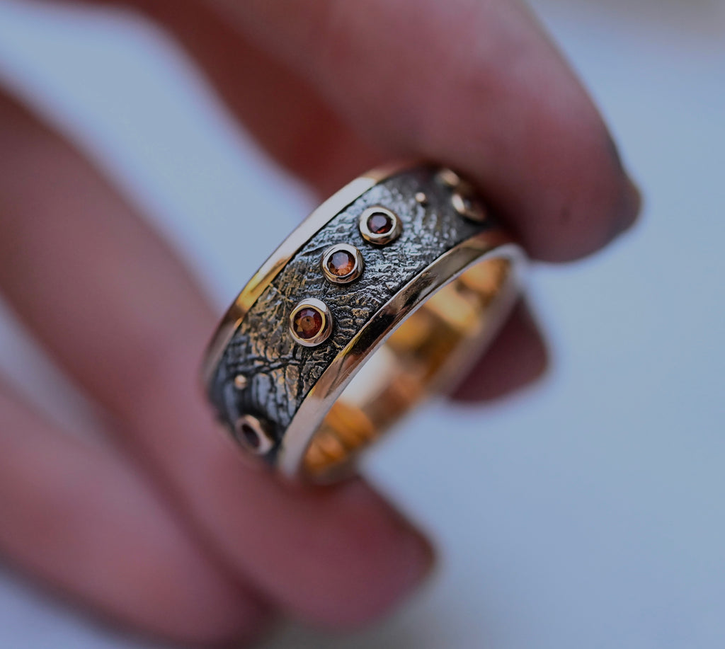 Meteorite & 14k Gold Sapphire Ring - Made To Order Latta