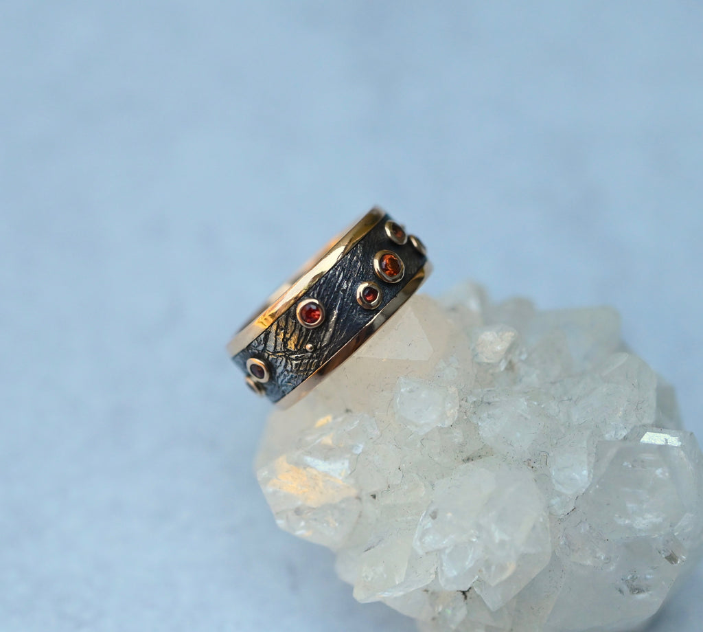 Meteorite & 14k Gold Sapphire Ring - Made To Order Latta