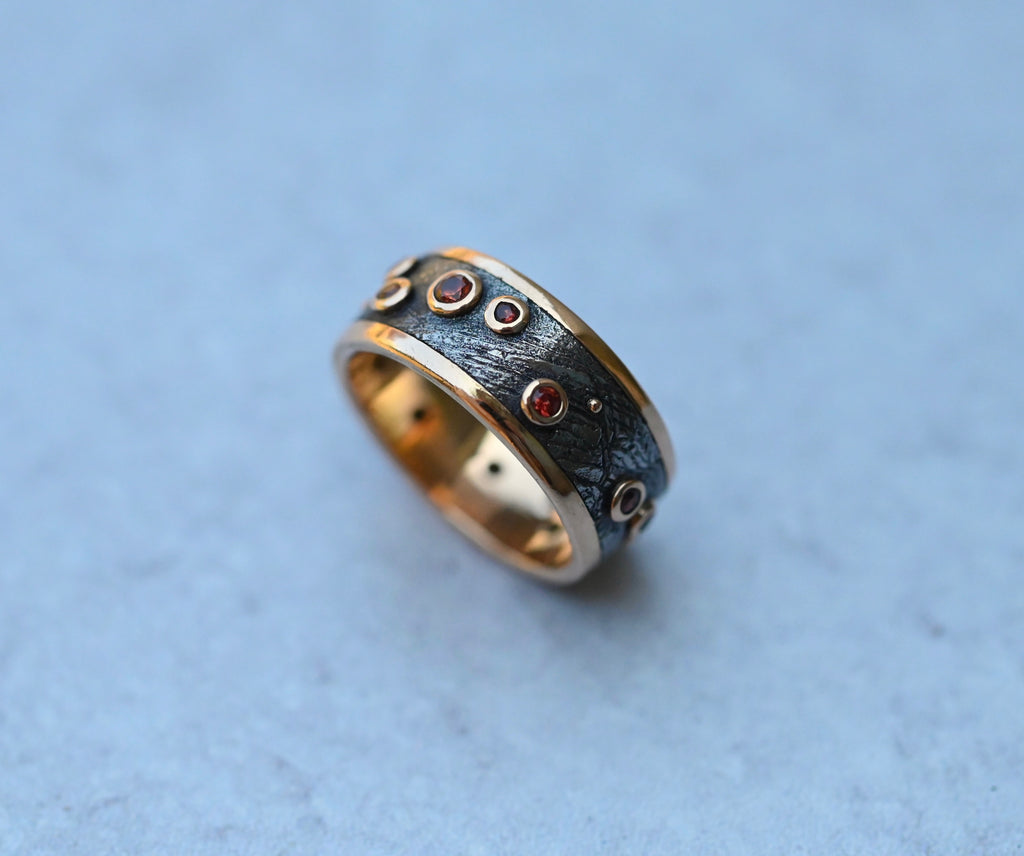 Meteorite & 14k Gold Sapphire Ring - Made To Order Latta