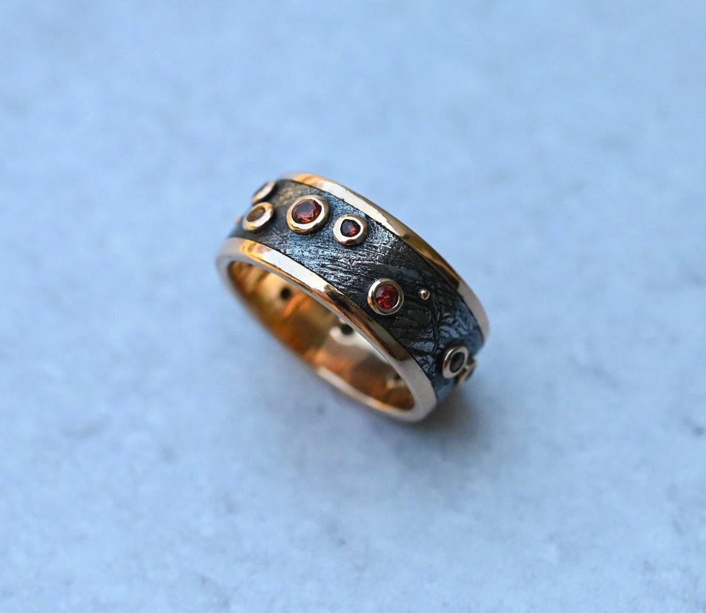 Meteorite & 14k Gold Sapphire Ring - Made To Order Latta