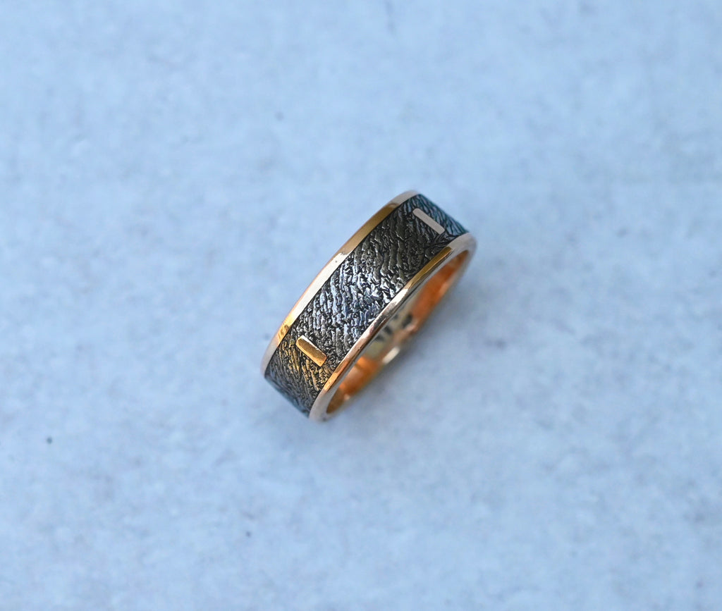 Meteorite & 14k Gold Bar Ring - Made To Order Latta