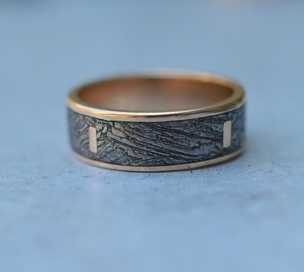 Meteorite & 14k Gold Bar Ring - Made To Order Latta