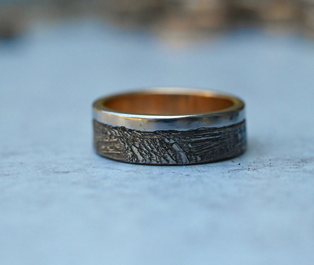 Meteorite & 14k Gold Mixed Metal Ring - Made To Order Latta