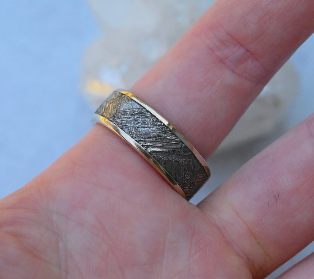 Meteorite & 14k White Gold Ring - Made To Order Latta