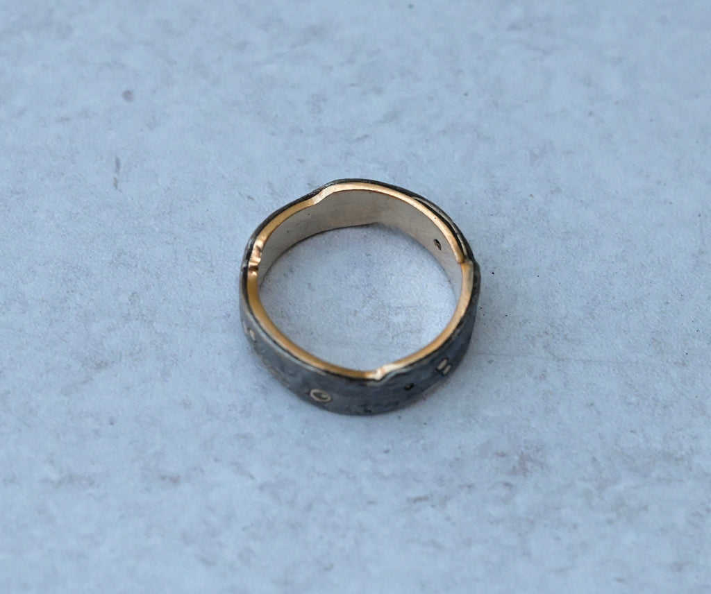 Meteorite & 14k Gold Dot & Sapphire Ring - Made To Order Latta